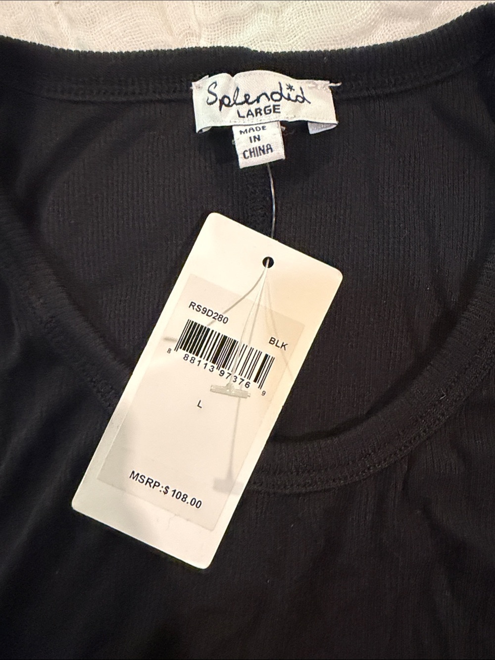 Splendid Black Ribbed Tank Top - Picture 2 of 3